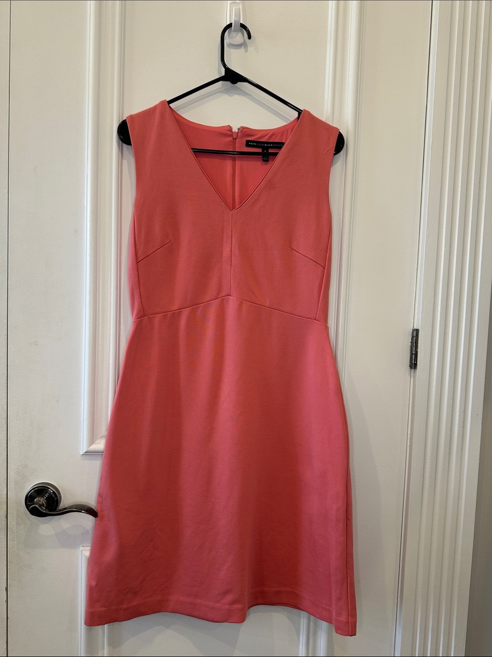 White House Black Market Coral V-Neck Sleeveless Midi Dress